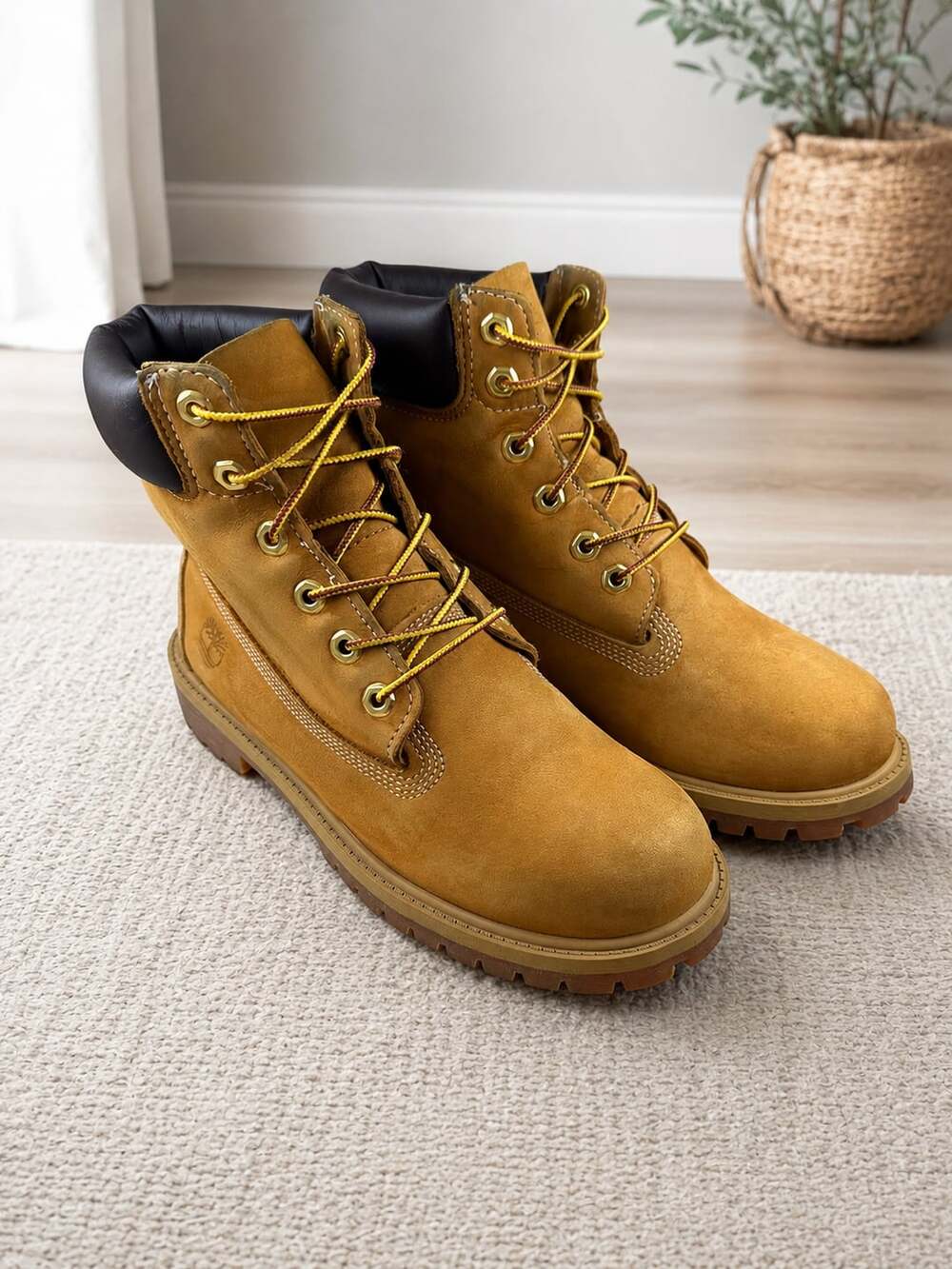 Timberland Women's 6 Inch Premium Waterproof Boots Wheat Nubuck Yellow Size 6 M